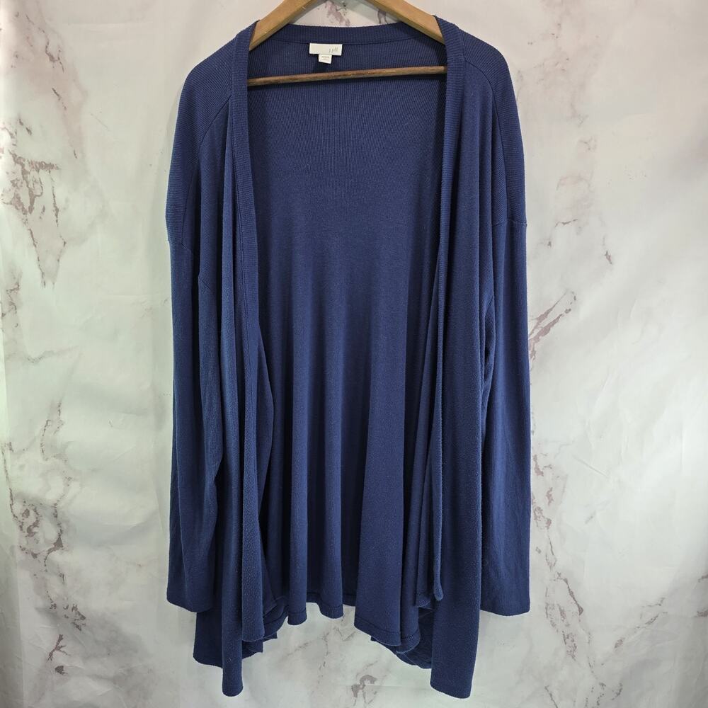 J Jill Cardigan Womens 3X Blue Sweater Open Front Lightweight Jewell Tone